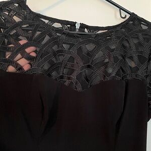 Elegant Black Dress with Mesh/Lacy top